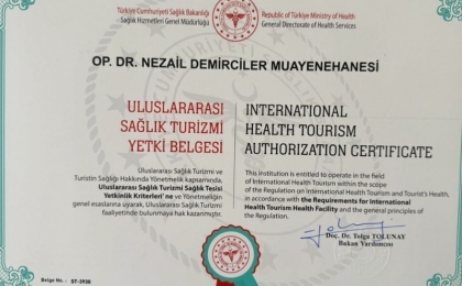 Uluslararası Sağlık Turizmi Belgemiz
