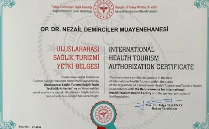 Our İnternational Health Tourism Certificate
